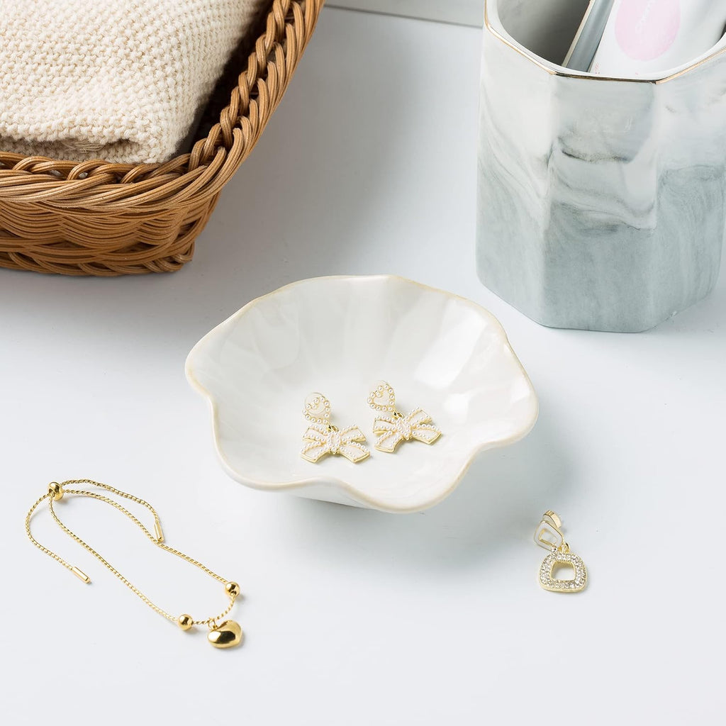 Ceramic Petal-Shaped Small Bowl – Sauce Dish / Jam Bowl / Dessert Bowl
