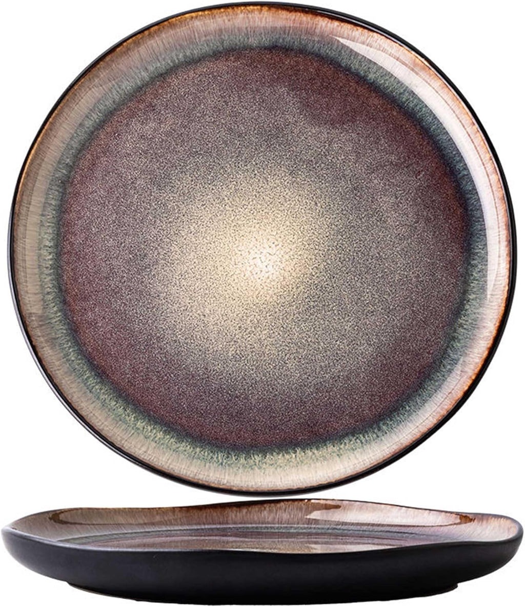 Glazed Ceramic Dinner Plate – Large Flat Plate for Main Course, Pasta, Steak, Salad & More