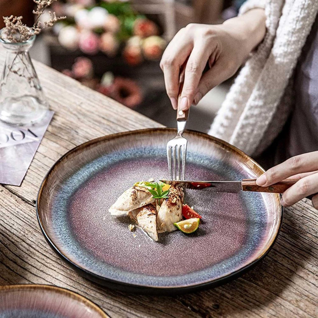 Glazed Ceramic Dinner Plate – Large Flat Plate for Main Course, Pasta, Steak, Salad & More