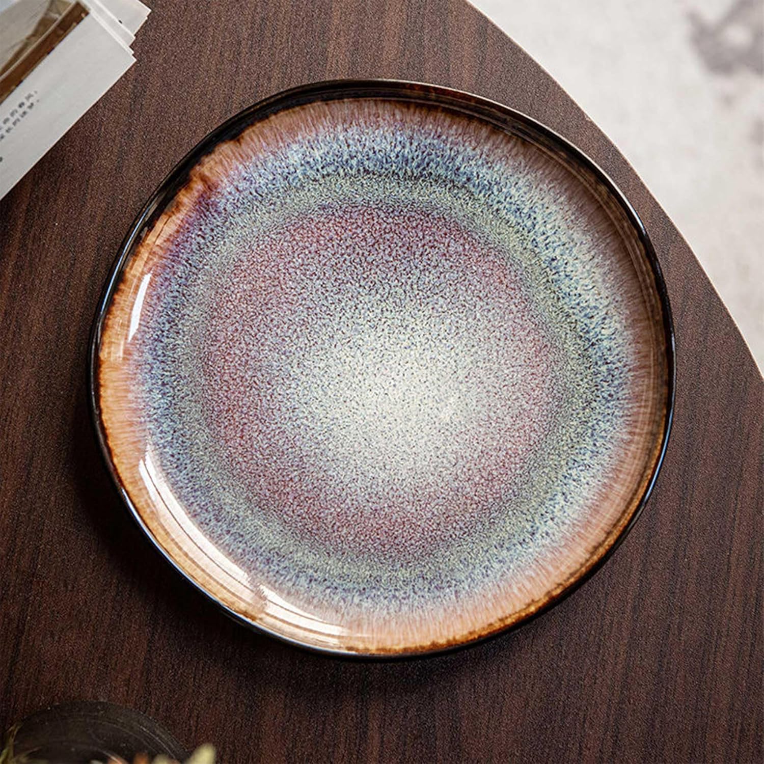 Glazed Ceramic Dinner Plate – Large Flat Plate for Main Course, Pasta, Steak, Salad & More